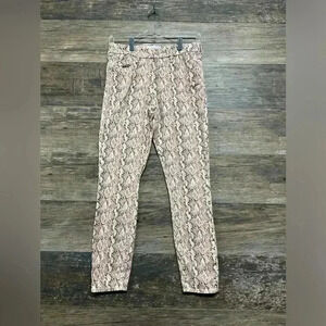 Dear John 'Gisele' Snake Print Skinny Jeans in Beige Taupe